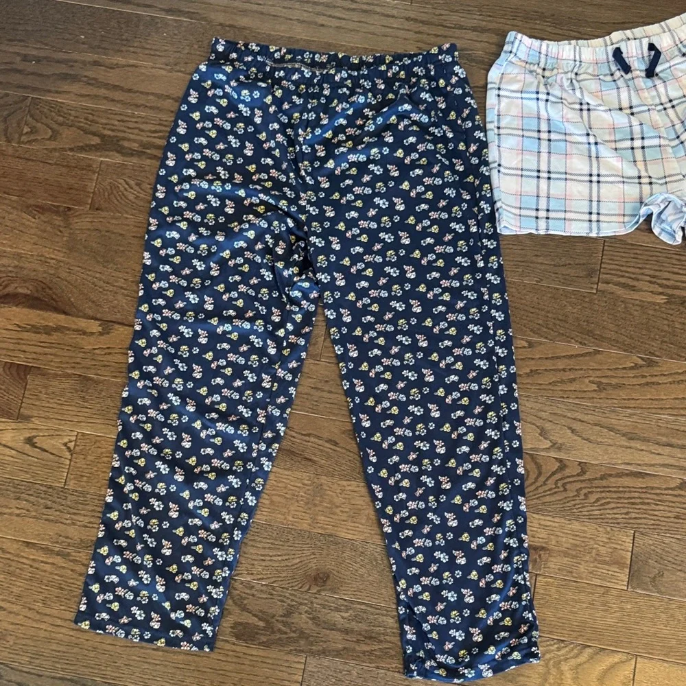 Kids Pajamas Set - Blue Floral and White Plaid